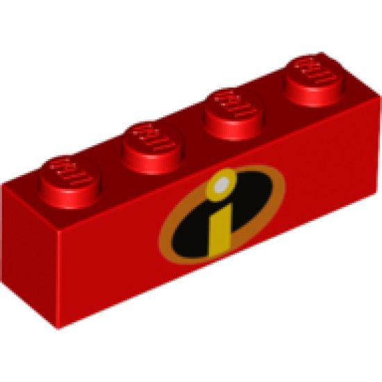 Brick 1 x 4 with Incredibles Symbol Pattern