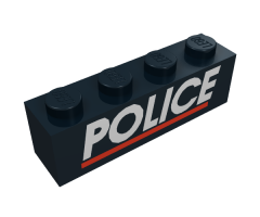 Brick 1 x 4 with White 'POLICE' Red Line Pattern
