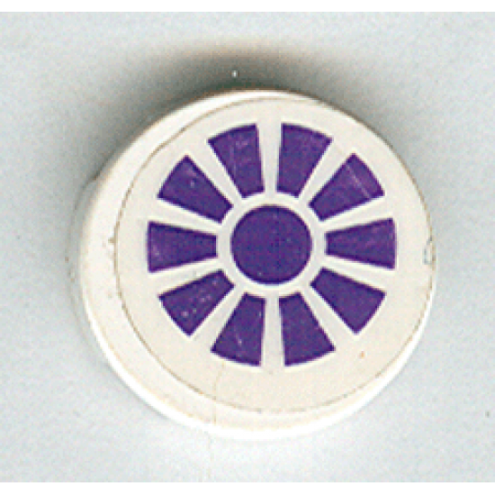 Tile, Round 2 x 2 with Dark Purple Fan / Radiating Sun Pattern (Sticker) - Set 7706