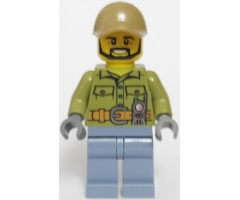 Volcano Explorer - Male, Shirt with Belt and Radio, Dark Tan Cap with Hole, Black Angular Beard