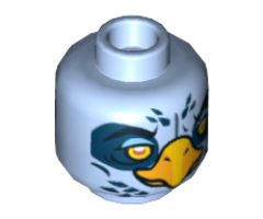 Minifigure, Head Dual Sided Alien Chima Eagle with Beak, Yellow Eyes, White Pupils / Orange and White Pupils Pattern (Ewald) - Hollow Stud