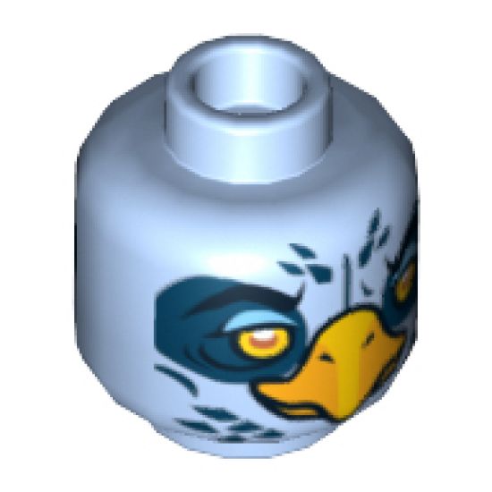 Minifigure, Head Dual Sided Alien Chima Eagle with Beak, Yellow Eyes, White Pupils / Orange and White Pupils Pattern (Ewald) - Hollow Stud