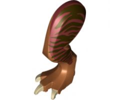 Animal, Body Part Dinosaur Leg Large (Rear) Tyrannosaurus rex with Pin, Tan Claws and Dark Brown Stripes on Dark Red Pattern - Left
