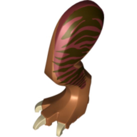 Animal, Body Part Dinosaur Leg Large (Rear) Tyrannosaurus rex with Pin, Tan Claws and Dark Brown Stripes on Dark Red Pattern - Left