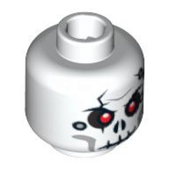 Minifigure, Head Skull Cracked with Holes Pattern - Hollow Stud