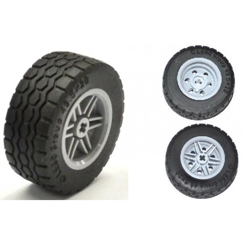 Wheel & Tire Assembly 30.4mm D. x 20mm with No Pin Holes and Reinforced Rim with Black Tire 49.5 x 20 (56145 / 15413)