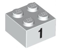 Brick 2 x 2 with Black '1' Pattern