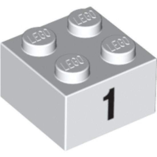 Brick 2 x 2 with Black '1' Pattern