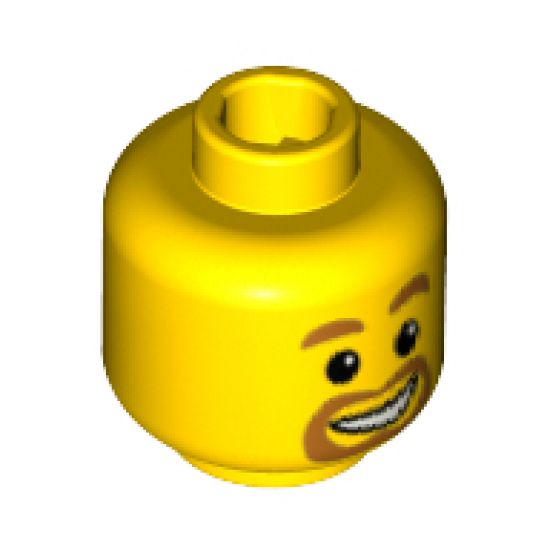 Minifigure, Head Beard around Mouth, White Smile, White Pupils Pattern - Blocked Open Stud