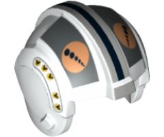 Minifigure, Headgear Helmet SW Rebel Pilot with Flat Silver Rectangles, Medium Nougat and Black Circles Pattern