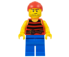 Pirate 3 - Black and Red Stripes, Blue Legs, Scar