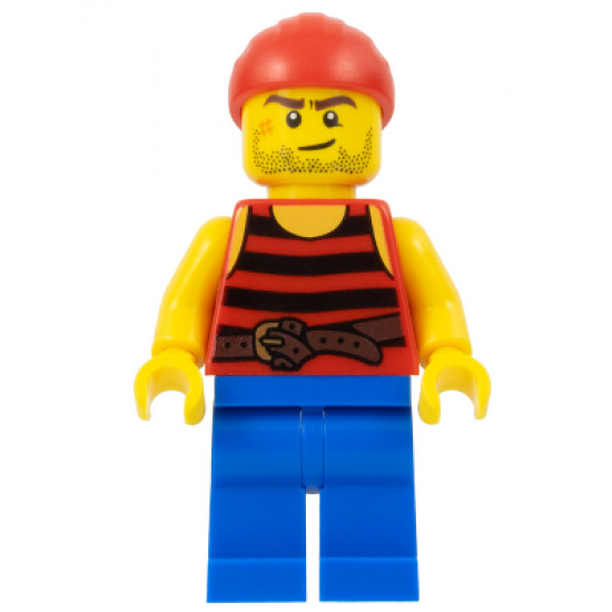 Pirate 3 - Black and Red Stripes, Blue Legs, Scar