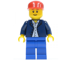 Dark Blue Jacket, Light Blue Shirt, Blue Legs, Red Cap