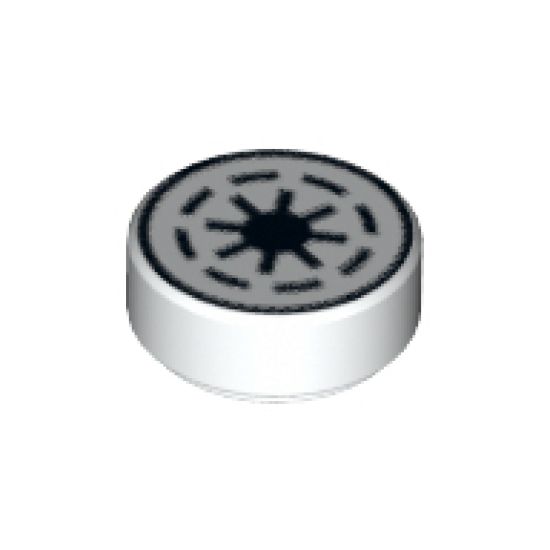 Tile, Round 1 x 1 with SW Emblem of the Galactic Republic with 8 Spokes Pattern