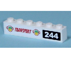 Brick 1 x 6 with Box and Arrows and Globe and 'TRANSPORT' and with '244' Pattern (Stickers) - Set 7641