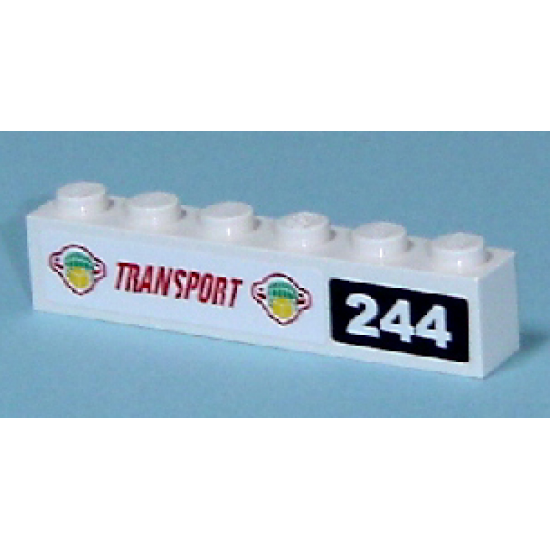 Brick 1 x 6 with Box and Arrows and Globe and 'TRANSPORT' and with '244' Pattern (Stickers) - Set 7641