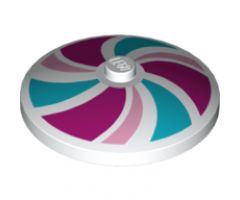 Dish 4 x 4 Inverted (Radar) with Solid Stud with Stripes Bright Pink/Magenta/Medium Azure Pattern