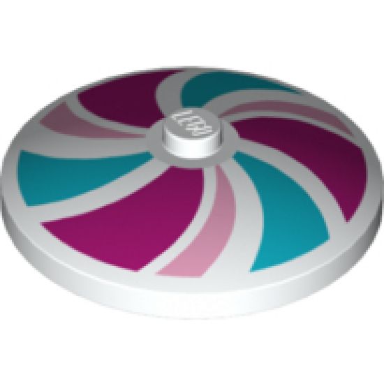 Dish 4 x 4 Inverted (Radar) with Solid Stud with Stripes Bright Pink/Magenta/Medium Azure Pattern
