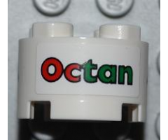 Brick, Round 2 x 2 with Axle Hole with Octan with Black Border Pattern (Sticker) - Sets 4645 / 7686