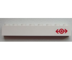 Brick 1 x 8 with Train Logo Red Pattern Right (Sticker) - Set 60051