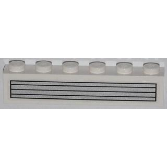 Brick 1 x 6 with Black and Silver Grille Pattern (Sticker) - Set 76007