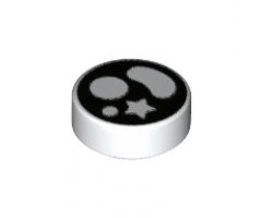 Tile, Round 1 x 1 with Black Eye with Circles, Bean and Star Pattern