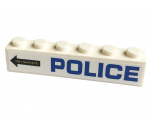 Brick 1 x 6 with Blue 'POLICE' and Black Arrow with 'HOT SURFACE' Pattern Model Right Side (Sticker) - Set 60173