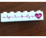 Brick 1 x 6 with Magenta Heart and Heart Beat Pattern Model Left Side (Sticker) - Set 41318