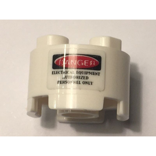 Brick, Round 2 x 2 with 'DANGER' and 'ELECTRICAL EQUIPMENT AUTHORIZED PERSONNEL ONLY' Pattern (Sticker) - Set 10274