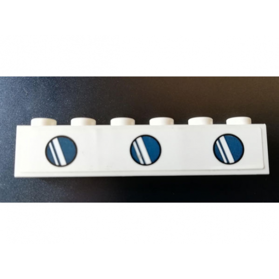 Brick 1 x 6 with 3 Dark Blue Round Airplane Windows Pattern (Sticker) - Set 76130