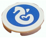 Tile, Round 2 x 2 with Bottom Stud Holder with Heartlake Rescue Seahorse Logo on Dark Blue Background Pattern (Sticker) - Set 41380
