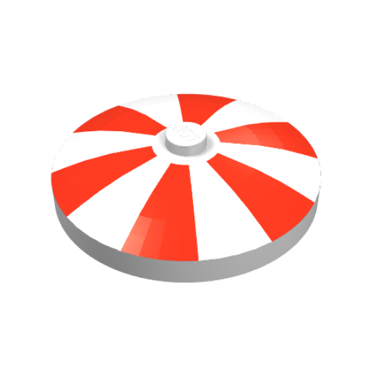 Dish 4 x 4 Inverted (Radar) with Solid Stud with Stripes Red Pattern