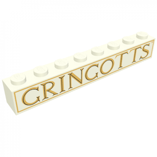 Brick 1 x 8 with 'GRINGOTTS' Pattern