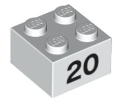 Brick 2 x 2 with Black '20' Pattern