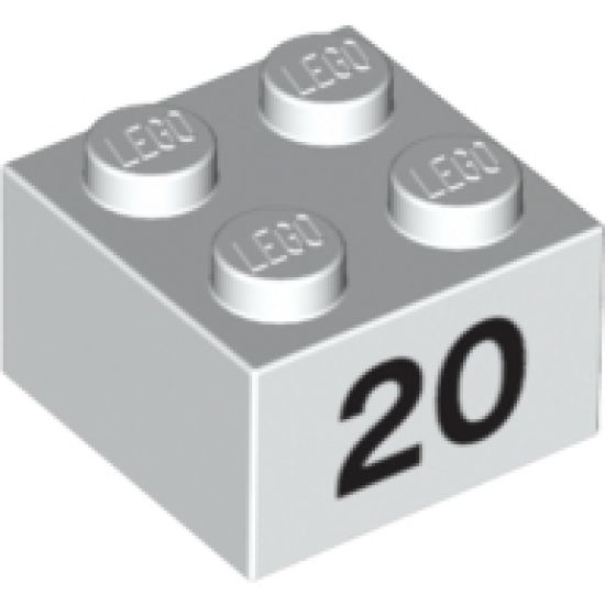 Brick 2 x 2 with Black '20' Pattern
