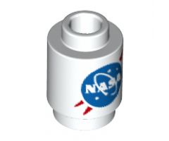 Brick, Round 1 x 1 with Blue and Red NASA Logo Pattern