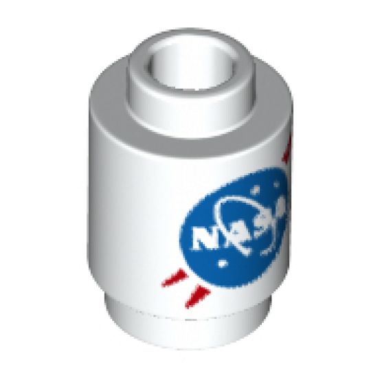 Brick, Round 1 x 1 with Blue and Red NASA Logo Pattern