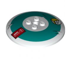Dish 6 x 6 Inverted (Radar) - Solid Studs with Scuffed Dark Turquoise Radial Background and Red Warning Label Pattern