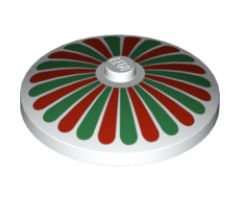 Dish 4 x 4 Inverted (Radar) with Solid Stud with Stripes Red/Green Petals Pattern