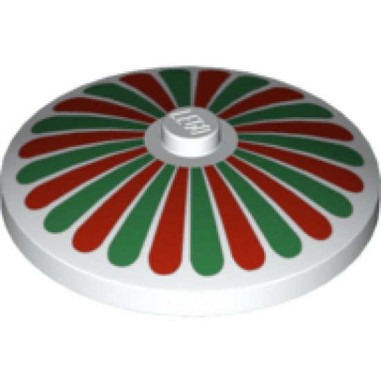 Dish 4 x 4 Inverted (Radar) with Solid Stud with Stripes Red/Green Petals Pattern