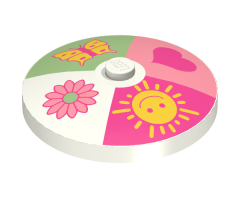 Dish 4 x 4 Inverted (Radar) with Solid Stud with 4 section Heart, Sun, Flower, Butterfly Pattern