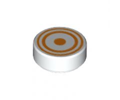 Tile, Round 1 x 1 with Concentric Orange Circles Pattern