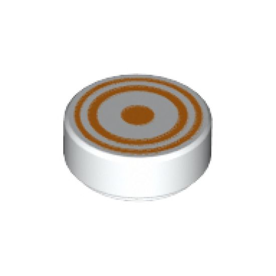 Tile, Round 1 x 1 with Concentric Orange Circles Pattern