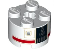 Brick, Round 2 x 2 with Axle Hole with SW DD-BD Droid Pattern