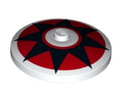 Dish 4 x 4 Inverted (Radar) with Solid Stud with Black 8 Point Star on Red Circle Pattern