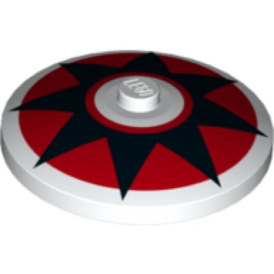 Dish 4 x 4 Inverted (Radar) with Solid Stud with Black 8 Point Star on Red Circle Pattern