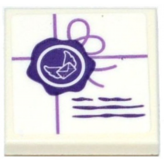 Tile, Modified 2 x 2 Inverted with Dark Purple Seal and Medium Lavender String Pattern (Sticker) - Set 41176
