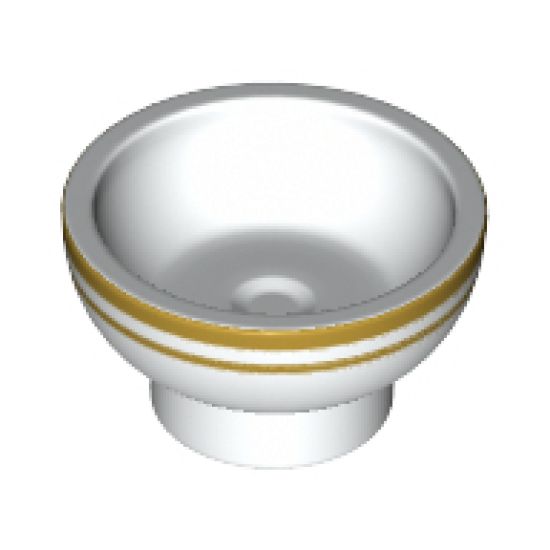 Minifigure, Utensil Bowl Asian with Gold Stripes Pattern