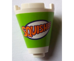 Cone 2 x 2 x 2 - Open Stud with Orange 'SQUISHEE' on Lime Background Pattern (Sticker) - Set 71016