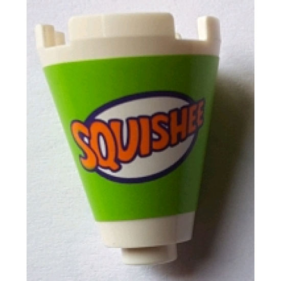 Cone 2 x 2 x 2 - Open Stud with Orange 'SQUISHEE' on Lime Background Pattern (Sticker) - Set 71016